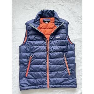 Patagonia Down Vest XS Navy Orange Men's Lightweight Puffer Jacket Handpicked!
